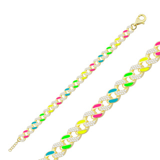 NEON ENAMEL CUBAN BRACELET