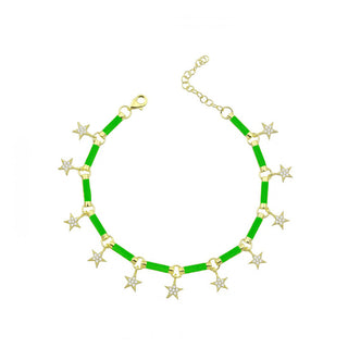NEON GREEN STARS DANGLE ANKLET