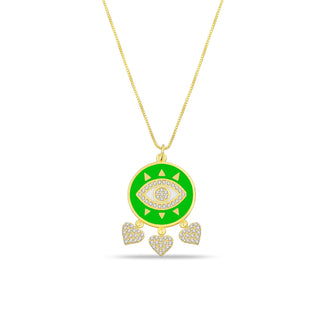NEON GREEN DANGLE EYE NECKLACE