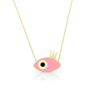 PINK ENAMEL EYE NECKLACE