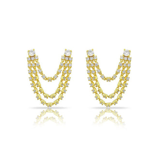GOLD DOUBLE SOLITAIRE LAYERS EARRING