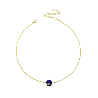 ROUND SMALL COIN ALLAH NAVY BLUE CHOKER