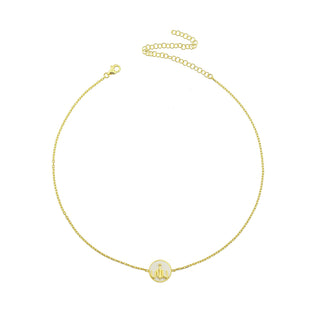 ROUND SMALL COIN ALLAH WHITE CHOKER