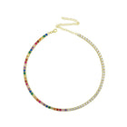 HALF RAINBOW HALF GOLD TENNIS CHOKER
