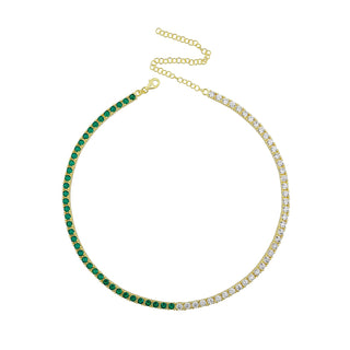 HALF GREEN HALF GOLD TENNIS  CHOKER