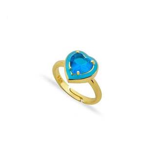 BLUE ENAMEL BLUE HEART DIAMOND RING