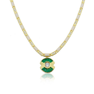 WHITE ENAMEL GREEN LOVE NECKLACE