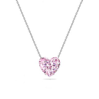 PINK BIG SOLITAIRE HEART NECKLACE