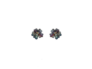RAINBOW STONES STUD FLOWERS EARRING