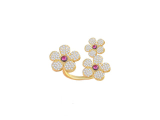 TAMPERED GOLD FLOWERS RING