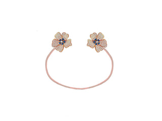 ROSE SAPPHIRE BLUE STONES FLOWERS BRACELET