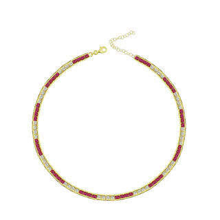 PRINCESS CUT RUBY X WHITE TENNIS CHOKER