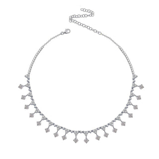 SILVER TRI SOLITAIRE DIAMOND NECKLACE