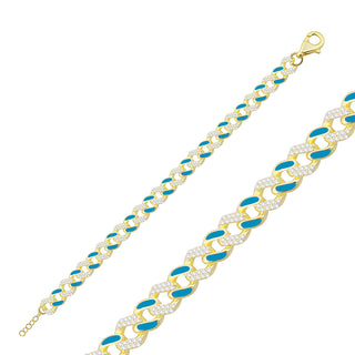 NEON TURQUOISE ENAMEL CUBAN BRACELET