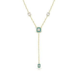 TURQUOISE EMERALD CUT DOUBLE NECKLACE