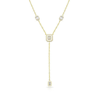 WHITE EMERALD CUT DOUBLE NECKLACE