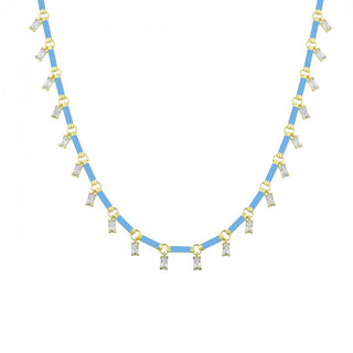 BABY BLUE BAGUETTE DANGLE CHOKER