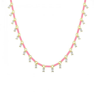 PINK BAGUETTE DANGLE CHOKER
