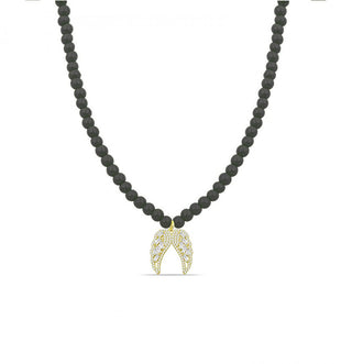 WINGS BLACK BEADS NECKLACE