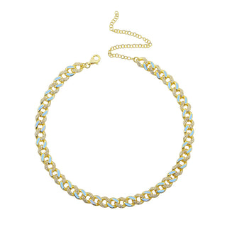 CUBAN BLUE ENAMEL CHOKER - ELEGANT GIRLS