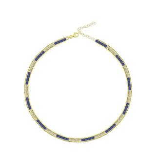 PRINCESS CUT SUPPHIRE X WHITE TENNIS CHOKER