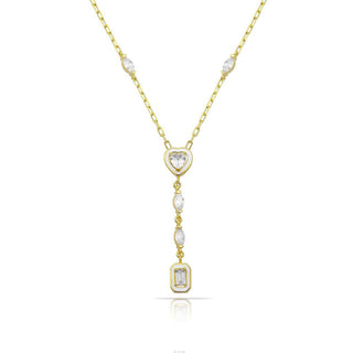 HEART X EMERALD CUT NECKLACE WHITE