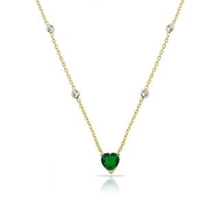 GREEN SOLITAIRE HEART NECKLACE