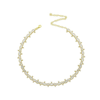 FIRE BAGUETTE MIX DIAMONDS GOLD CHOKER