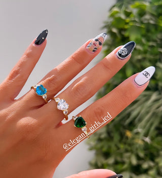 GREEN INFINITY HEART SOLITAIRE RING