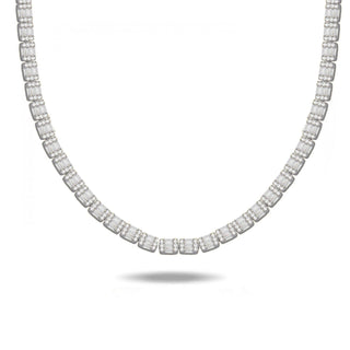 NEW SQUARE BAGUETTE SILVER CHOKER