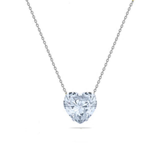 WHITE BIG SOLITAIRE HEART NECKLACE
