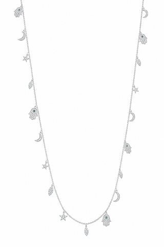 LONG MULTI CHARMS NECKLACE OR WAIST CHAIN