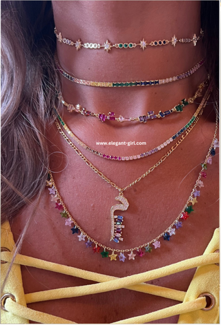 RAINBOW SOLITAIRES WITH STARS CHOKER