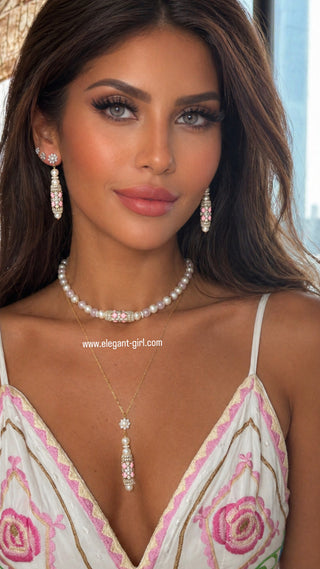 IMPERIAL WHITE PEARLS PINK CHOKER - ELEGANT GIRLS