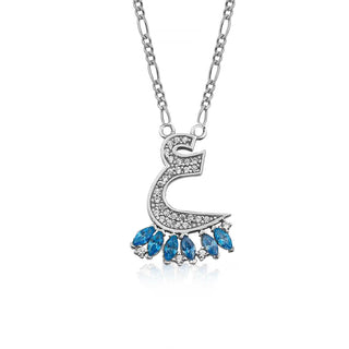 SPECIAL ARABIC LETTERS AQUA MARQUISE NECKLACE