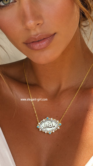 White Lumière Mashallah Necklace