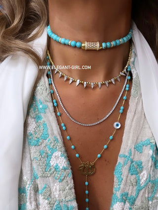 TURQUOISE ALLAH LONG NECKLACE