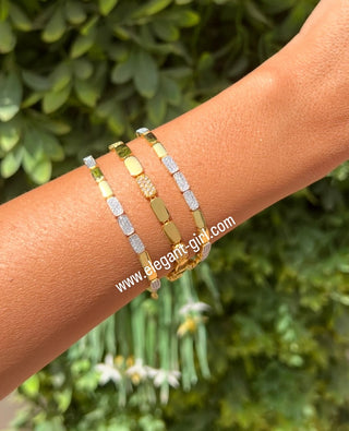 GEOMETRIC BEE SILVER X GOLD BRACELET ADJUSTABLE