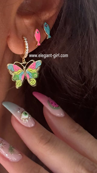 PINK FISH STUD EARRING