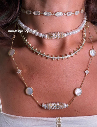 IMPERIAL WHITE PEARLS STARS NECKLACE
