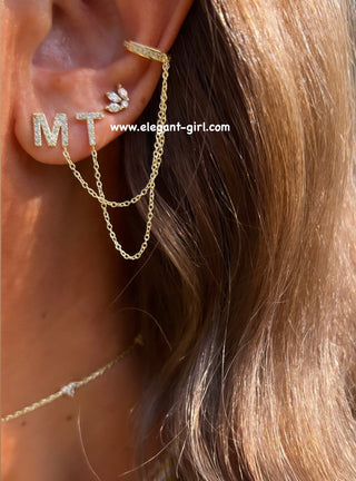 INITIALS DOUBLE  LAYERS EARRING