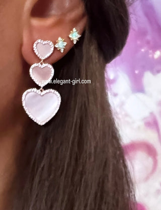 PINK MOTHER OF PEARL HEART EARRING