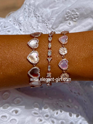 PINK MOTHER OF PEARL HEART ADJUSTABLE BRACELET