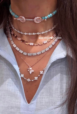 SPARKLE 5 FLOWERS NECKLACE