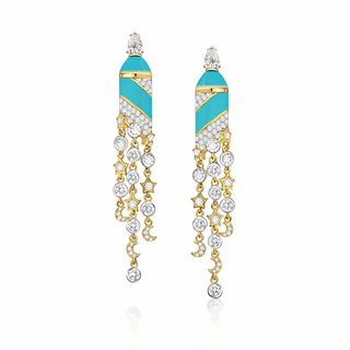 TIURQUOISE  MAGICAL STARS MOON SOLITAIR EARRING - ELEGANT GIRLS