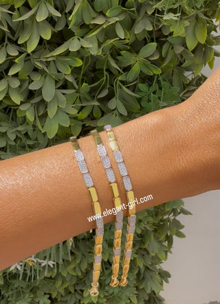 GEOMETRIC BEE SILVER X GOLD BRACELET ADJUSTABLE