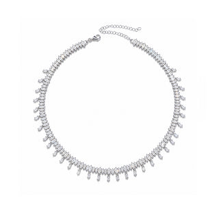 MARQUISE DIAMOND DROP SILVER CHOKER - ELEGANT GIRLS