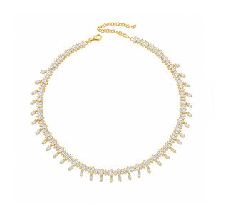 MARQUISE DIAMOND DROP GOLD CHOKER - ELEGANT GIRLS