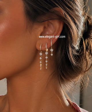 Multi Sparkle Solitaire Hoop Earring - ELEGANT GIRLS
