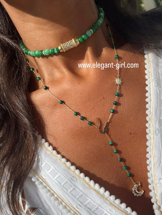 NAME MALACHITE SUN MOON LONG NECKLACE